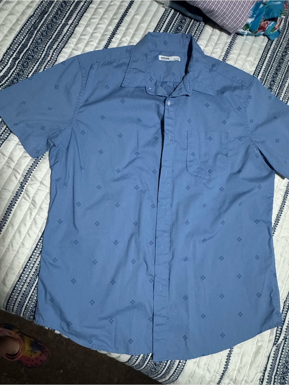 Sonoma Light Blue Short-Sleeve Button-Down Shirt